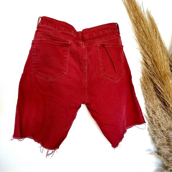 MENS F21 FOREVER 21 Red Denim Jean 8" Inseam Raw Hem Casual Shorts Jeans 32 - Picture 12 of 12